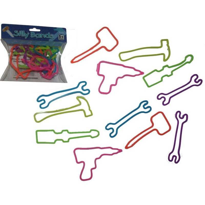 BLISTER OF 12 PCS SILLY BANDS TOOLS100% SILICONE