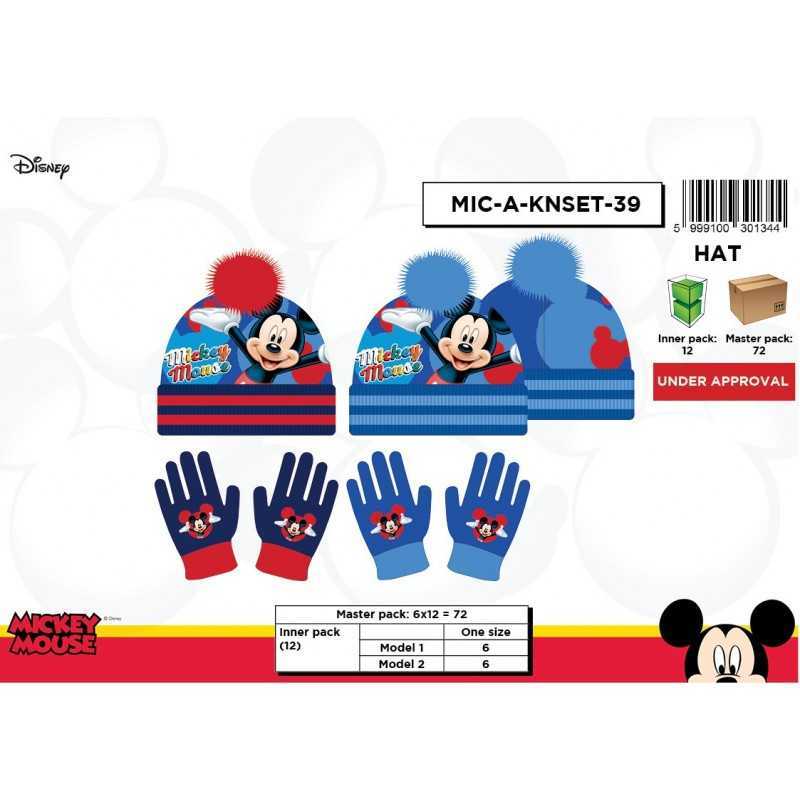 Mickey Disney 2 Piece Set Mickey Hat and Gloves