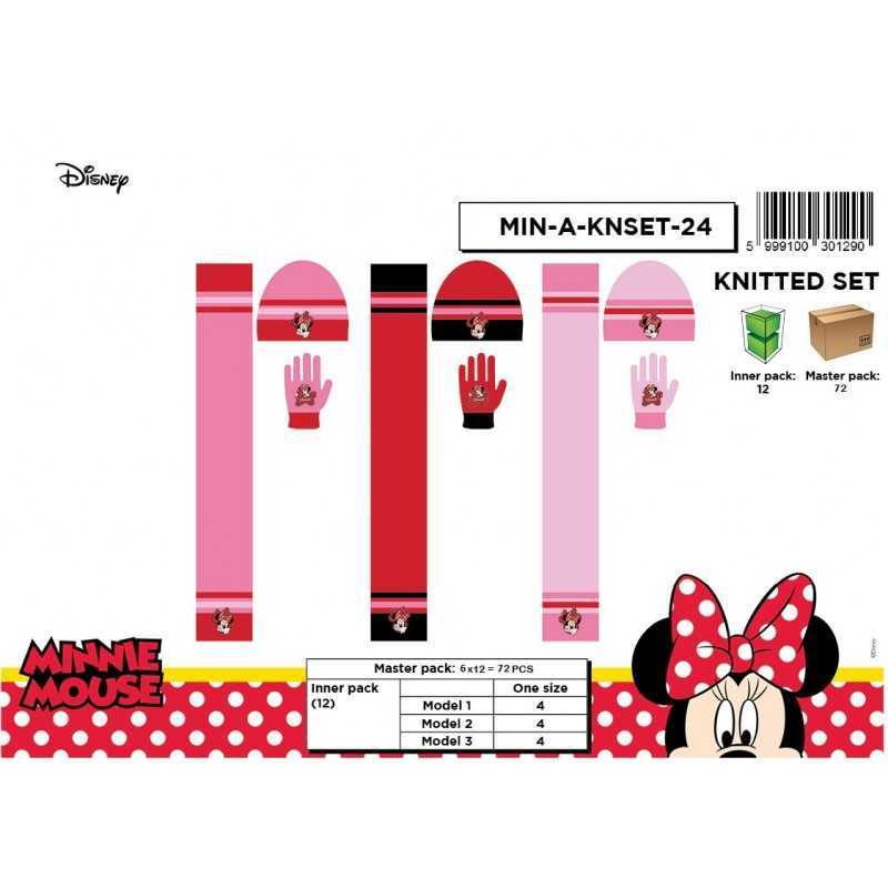 Set 3 Stück Bonnet + Schal + Minnie Disney Handschuhe