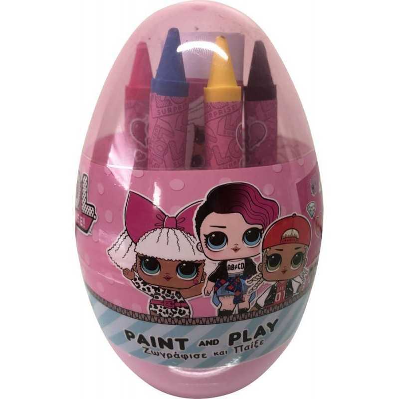 Egg with colored pencil and stickers - Lol Surprise