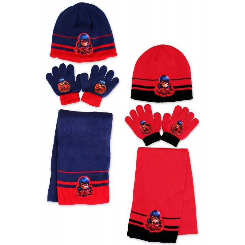 Set 3 pièces Bonnet + écharpe + gants Miraculous - Ladybug